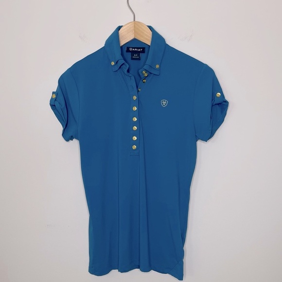 Ariat Ladies Talent Show Blue Polo Shirt equestrian horse - Picture 10 of 10